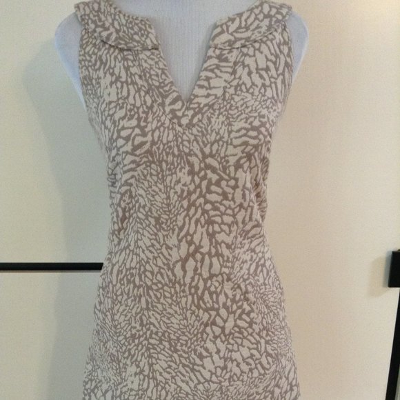 Banana Republic Animal Print Lined Sleeveless Dress Tan Pockets Sz 0 - Picture 1 of 7